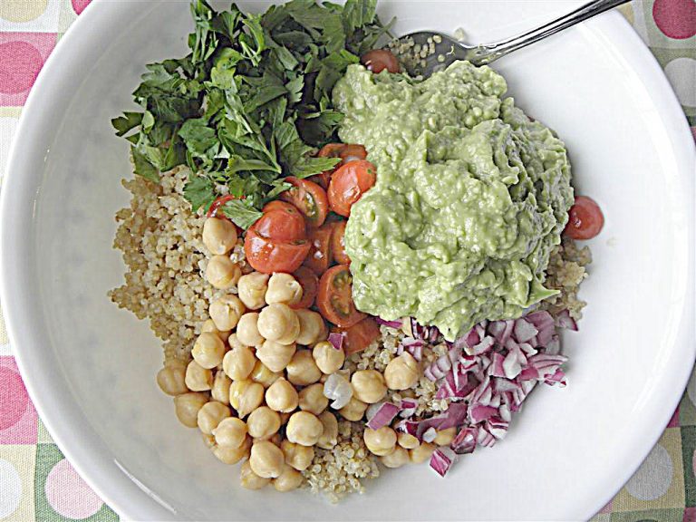 Quinoa Chickpea Salad with Avocado Dressing