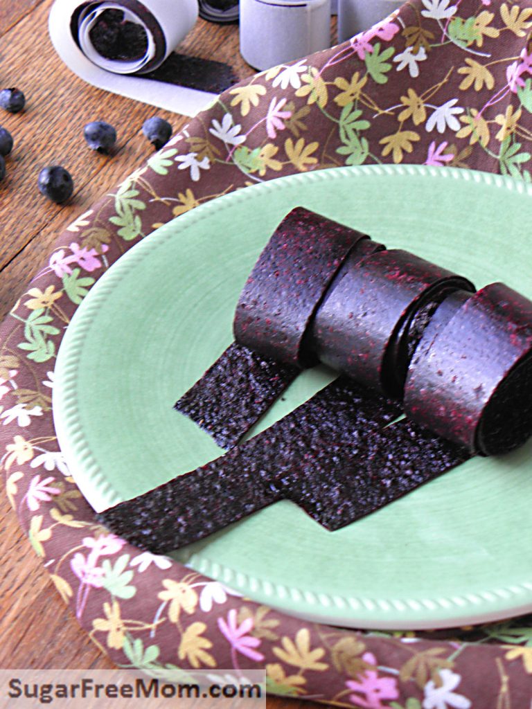 Homemade Naturally Sweetened Blueberry Fruit Roll-Ups