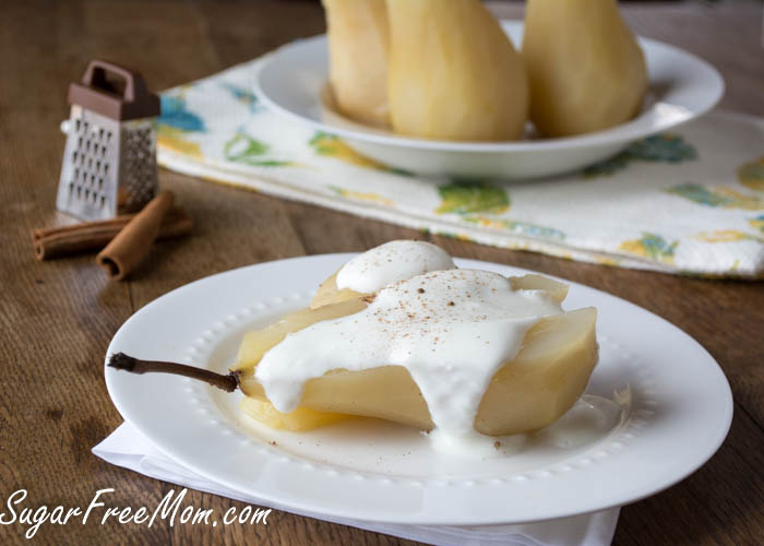 Cinnamon Poached Pears with Vanilla Yogurt Sauce