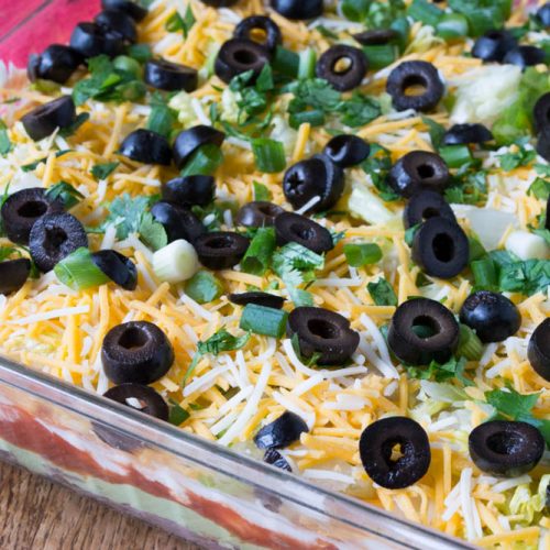 Lightened Up 7 Layer Dip with Whipped Guacamole