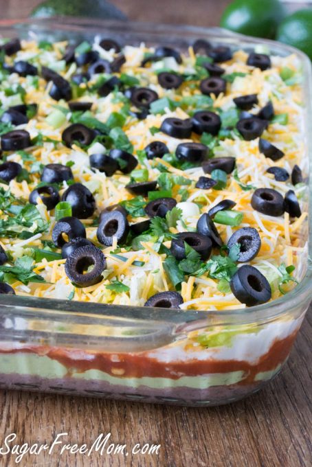 Lightened Up 7 Layer Dip with Whipped Guacamole