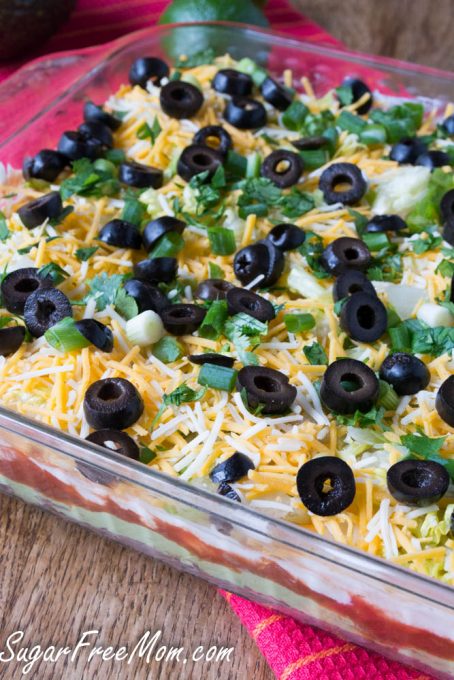 Lightened Up 7 Layer Dip with Whipped Guacamole