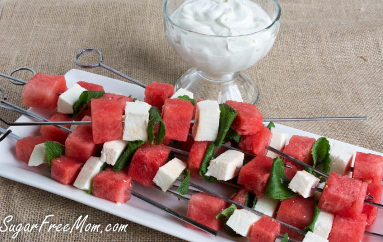 Watermelon Kabobs with Keto Sweet Cream Dip