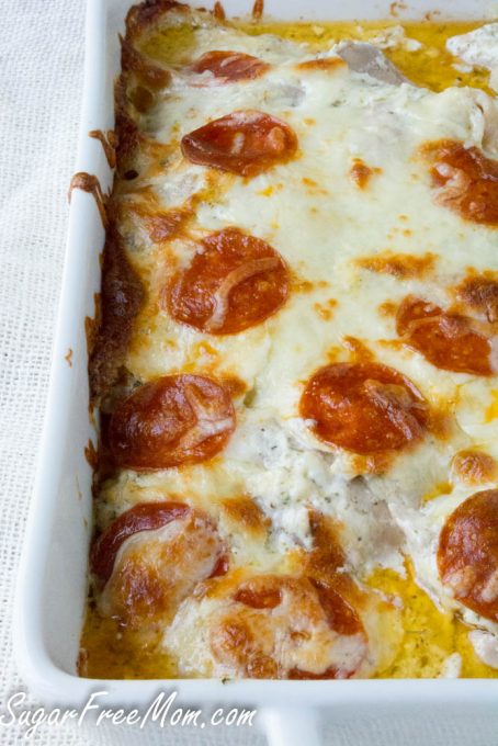 Easy Low Carb Cheesy Pizza Chicken Bake