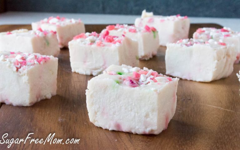 Paleo Sugar-Free White Chocolate Peppermint Fudge