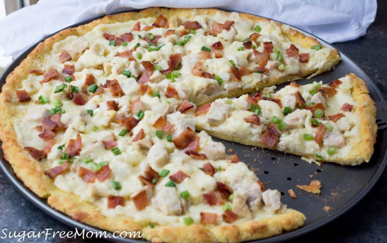 Low Carb Chicken Alfredo Pizza (Gluten Free, Nut Free)