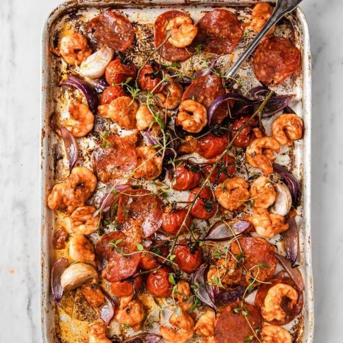 Sheet Pan Garlic Butter Shrimp - Keto Cooking Christian