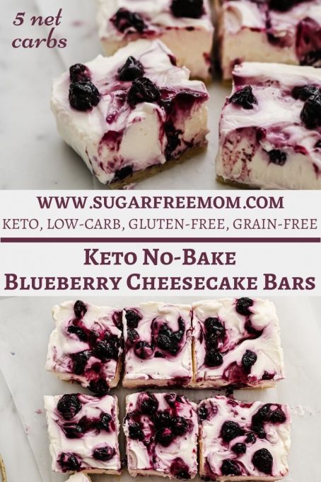 No Bake Low Carb Keto Blueberry Cheesecake Bars