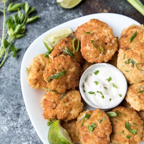 Paleo Shrimp Sweet Potato Cakes with Avocado Salsa - Heather Christo