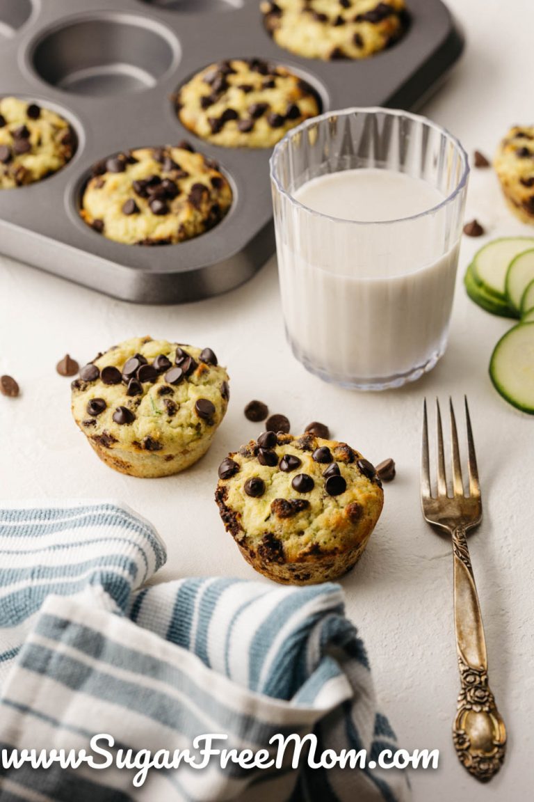 Sugar Free Low Carb Keto Chocolate Chip Zucchini Muffins