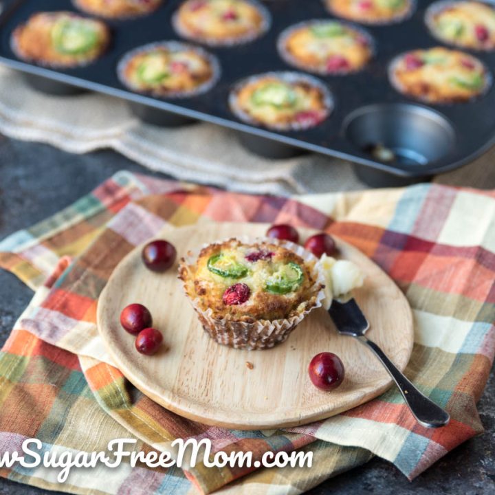 Keto Nut Free Low Carb Cornbread Muffins With Cranberry & Jalapeno