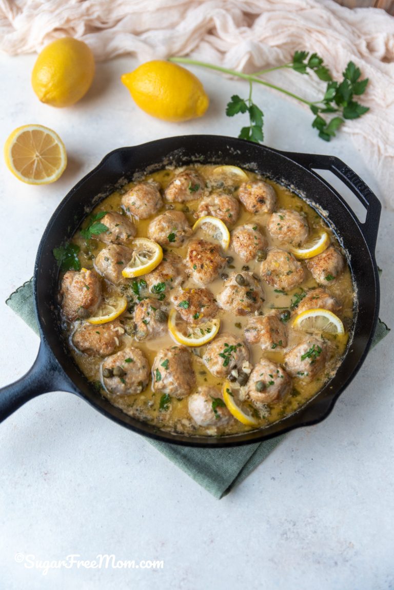 Low Carb Lemon Chicken Piccata Meatballs (Keto, Nut Free, Gluten Free)