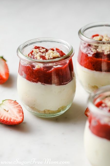 No Bake Keto Strawberry Cheesecake Jars