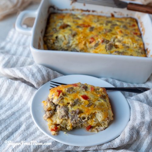 Low Carb Keto Breakfast Casserole with Sausage and Cheese (Gluten Free)