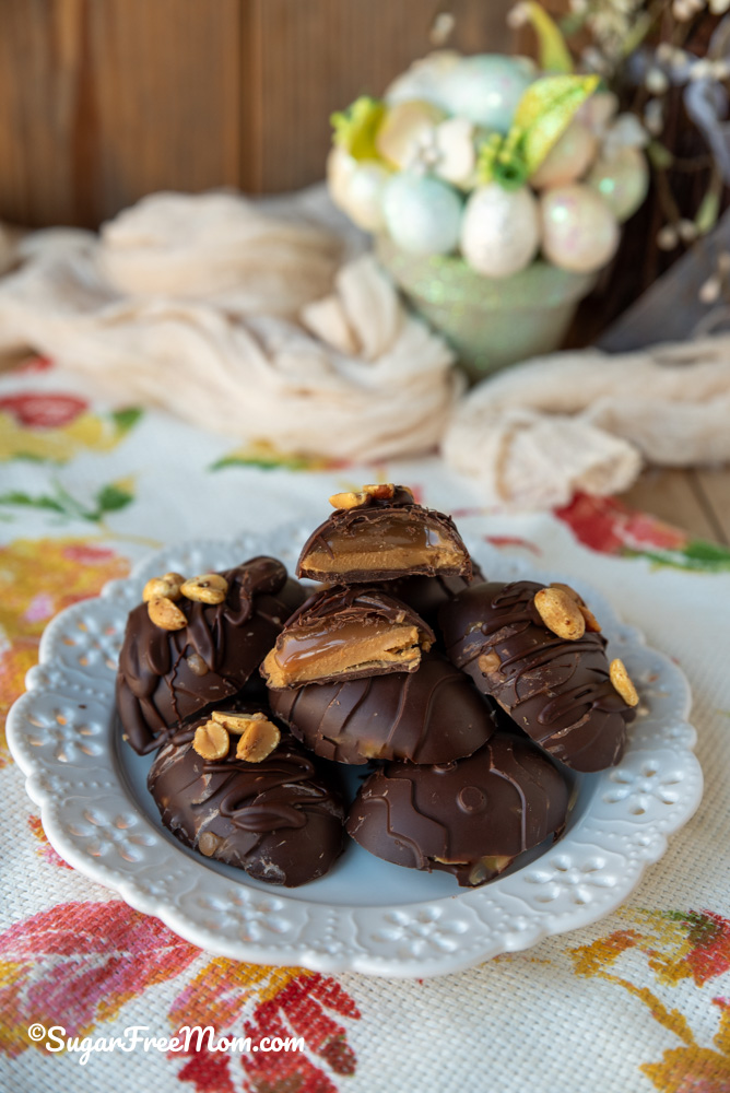 Sugar Free Low Carb Keto Peanut Butter Caramel Eggs