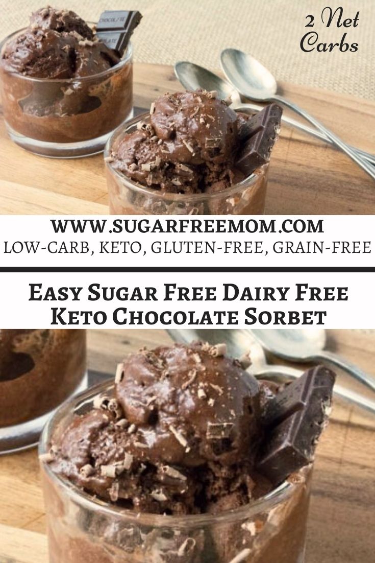 This decadent Chocolate Sorbet is made sugar free, dairy free, vegan, keto, low carb and low in calories, just 13 per serving! It's super easy with just a few ingredients! No milk or eggs needed to make an incredible creamy texture like regular ice cream! The hardest part is waiting for it in the freezer!