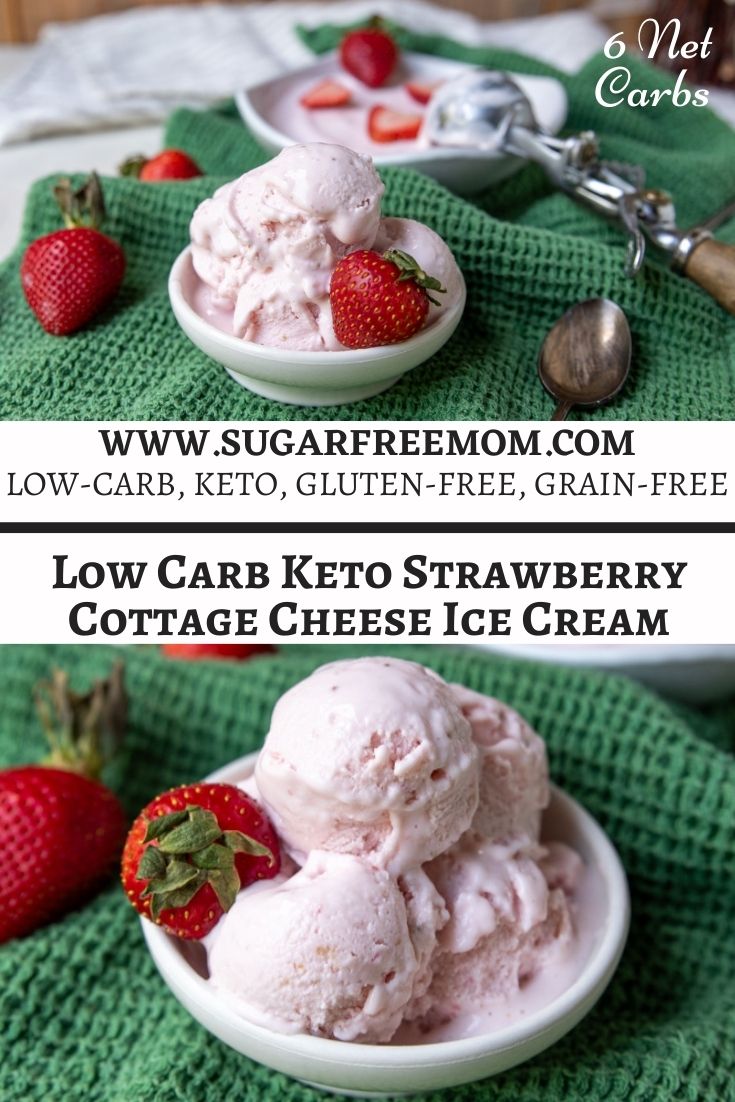 Just 3 simple ingredients to make this high protein keto strawberry cottage cheese ice cream! This is a perfect dessert for anyone on a keto diet, low carb diet or just watching their sugar intake! It's got 13 grams of protein and 6 g net carbs per serving!