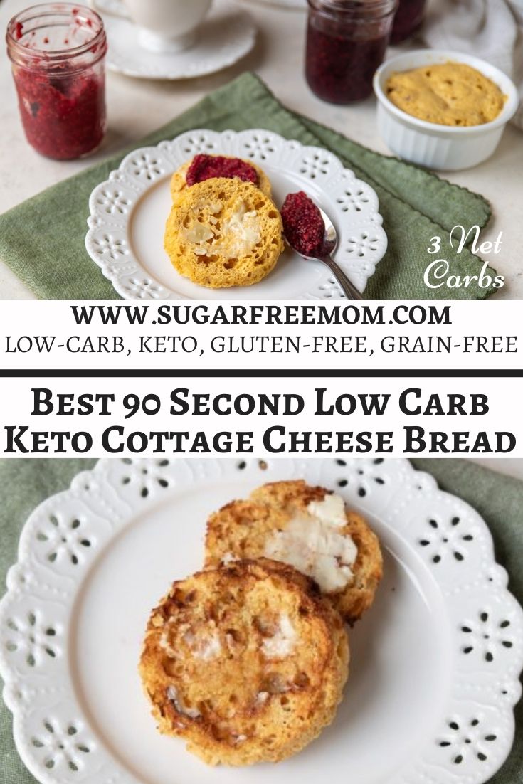 This is the best tasting and easiest 90-second keto bread made with cottage cheese and just 4 more ingredients! This 90-second keto bread recipe has 10 grams of protein and just 3 g net carbs!