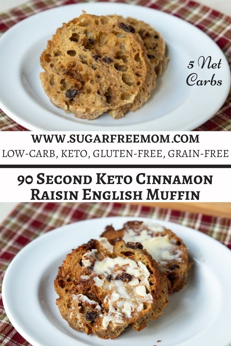 Just 8 simple ingredients for this easy keto cottage cheese 90 second cinnamon raisin English Muffin! Just 5 g net carbs! 