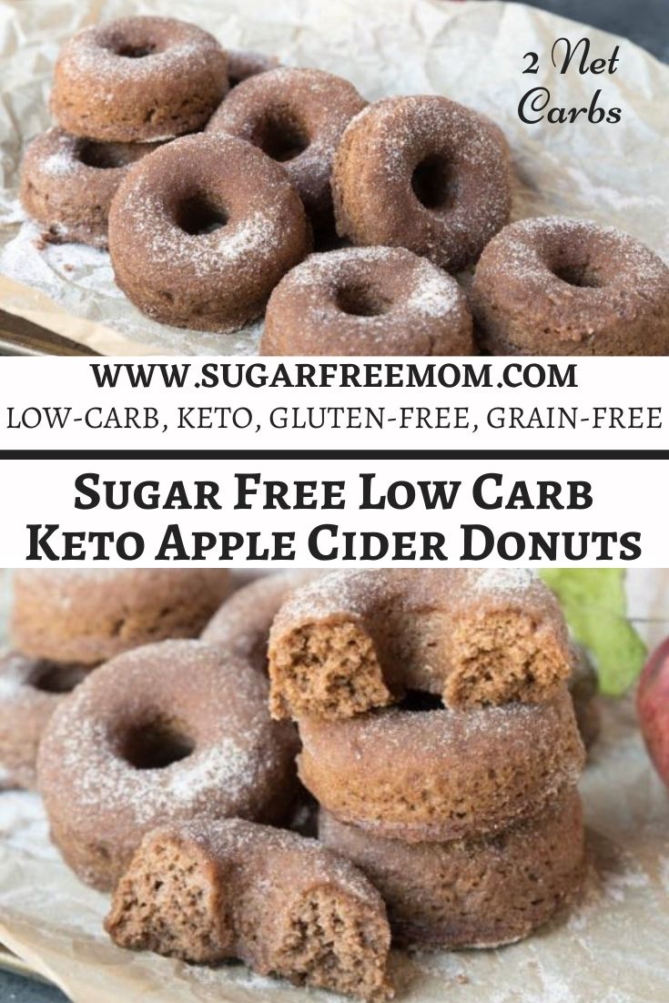 These scrumptious sugar-free, low carb, keto apple cider donuts have all the warm spices of fall, are easy to make and are also nut free and dairy free! Just 2 g net carbs!