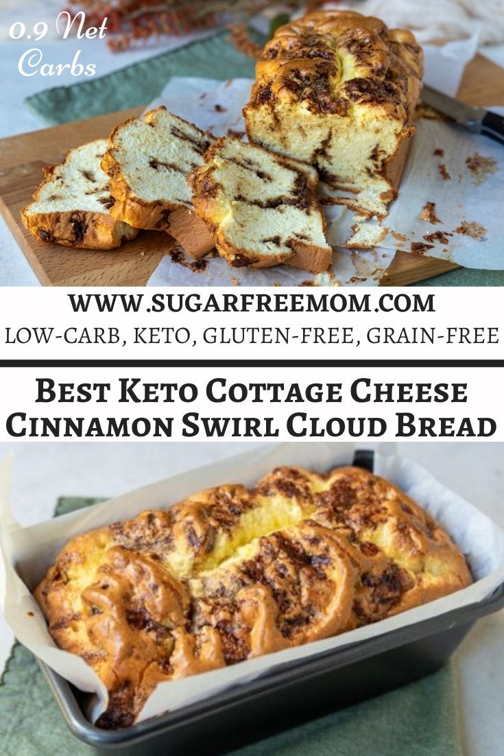 This keto cottage cheese cinnamon swirl cloud bread will be your new favorite keto bread recipe the next time you're ready to bake! With 9 grams of protein and just 1 gram of total carbs per slice, you will feel like you're cheating on your low carb diet!