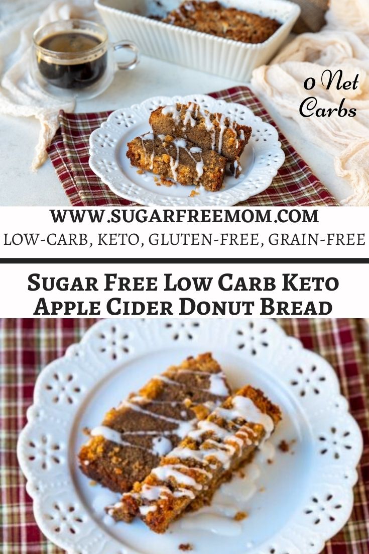 This sugar free low carb apple cider donut bread is not only keto, it’s nut free and dairy free too. 5 grams of protein, 5 grams of total carbs, 5 grams of dietary fiber and 0 g net carbs!