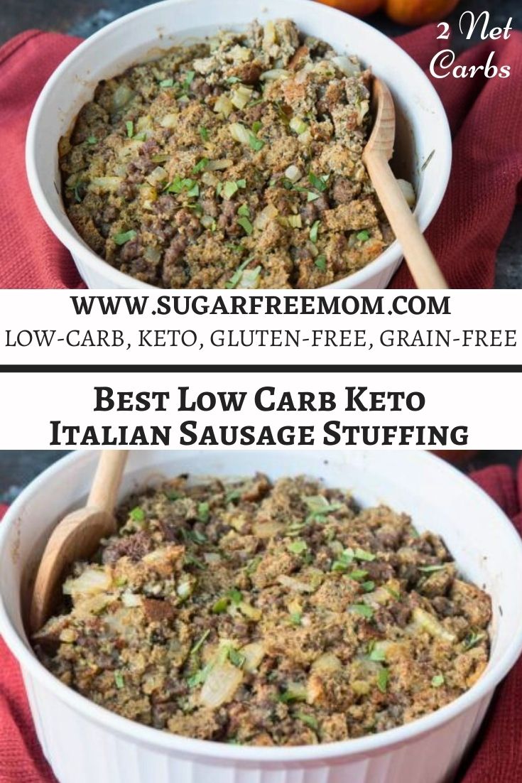 If you're on a keto or low carb diet, you can still enjoy traditional stuffing for Thanksgiving using my keto coconut flour low carb bread! This perfect side dish tastes just like my Italian Grandma's Authentic stuffing and is perfect for your holiday table! Just 2 g net carbs!