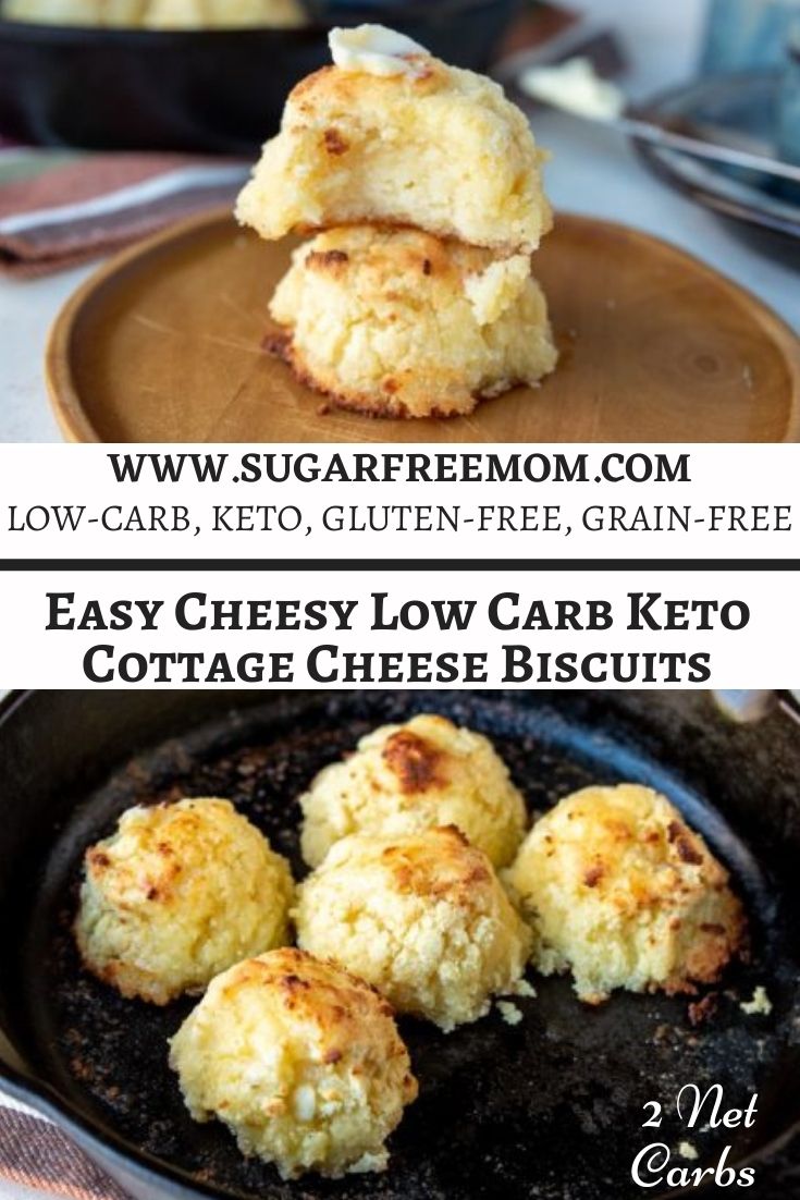 Easy Fluffy Cheesy Low Carb Keto Cottage Cheese Biscuits made with coconut flour are incredibly delicious with a perfect soft inside and crusty outside from baking in a cast iron skillet. Just 8 ingredients! Ready in 20 minutes from start to finish! Just 2 g net carbs per biscuit and 10 grams of protein!