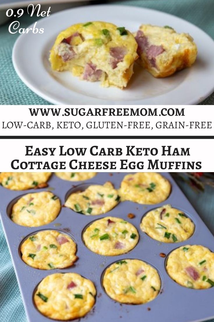 Just 8 simple ingredients for this easy breakfast for busy mornings! These high protein keto cottage cheese egg muffins have 12 grams of protein each and less than 1 g net carb!