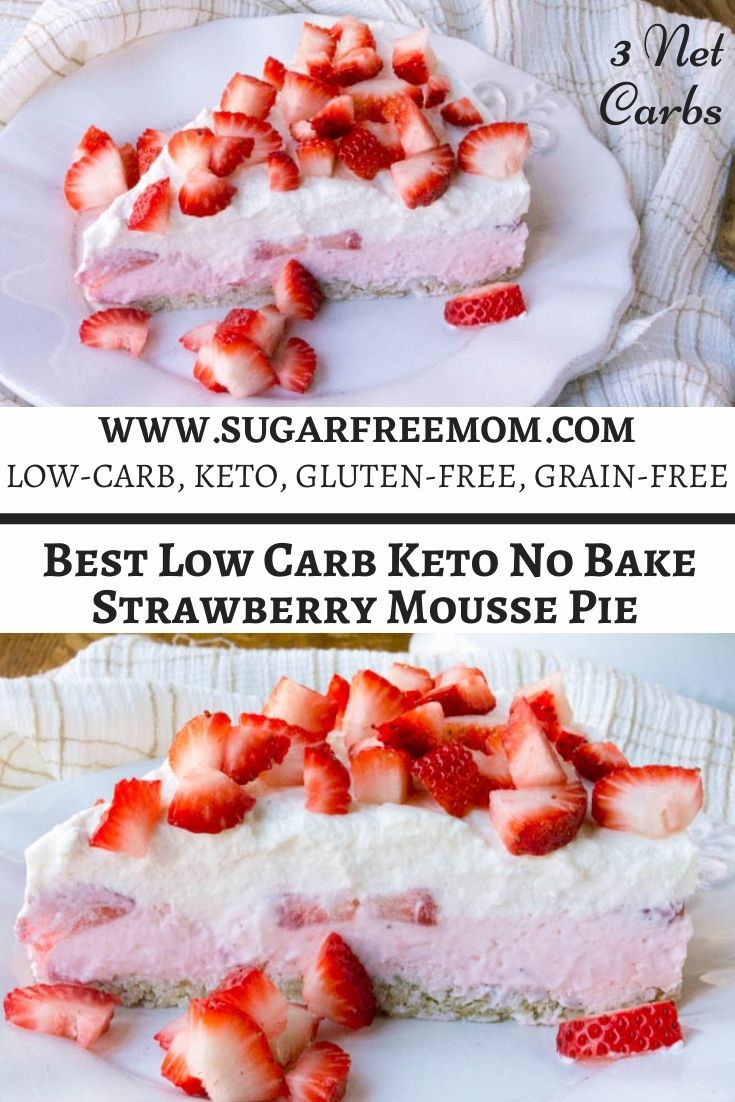 keto no bake strawberry mousse pie